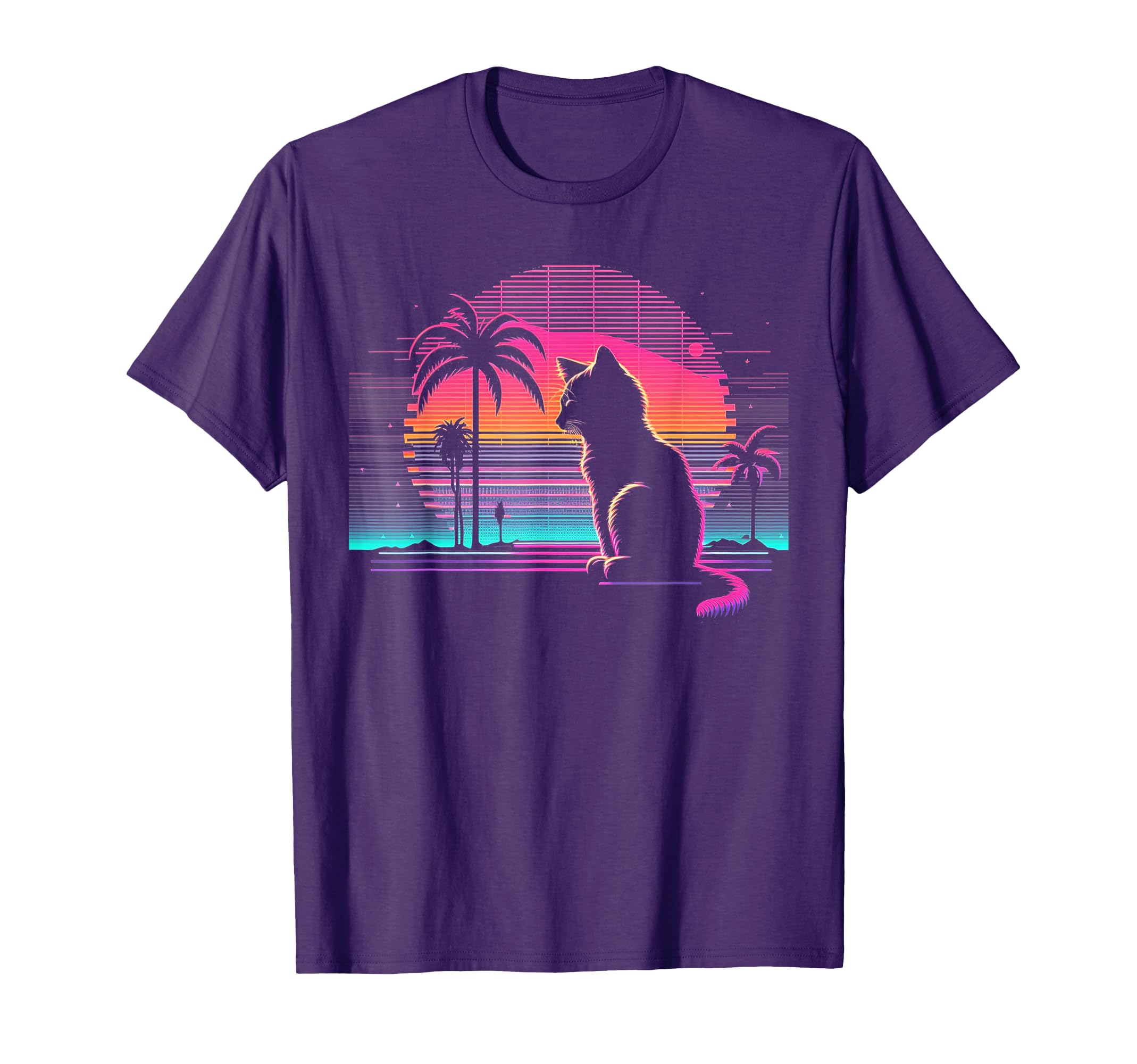 Cat Vaporwave Retrowave Aesthetic Synthwave T-Shirt - Graphic Print Unisex - T-Shirt, Sweatshirt, Hoodie
