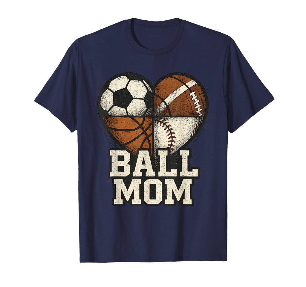 Ball Mom Heart Soccer Baseball Sports T-Shirt - Unique Graphic for Adults - T-Shirt, Sweatshirt, Hoodie
