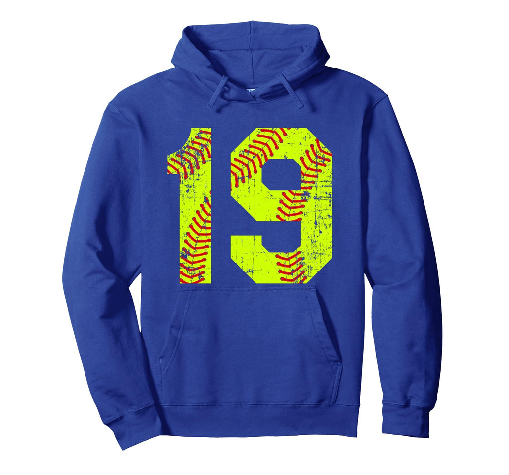 Softball 19 Jersey Number Hoodie - Casual Everyday Wear Men Women - T-Shirt, Sweatshirt, Hoodie