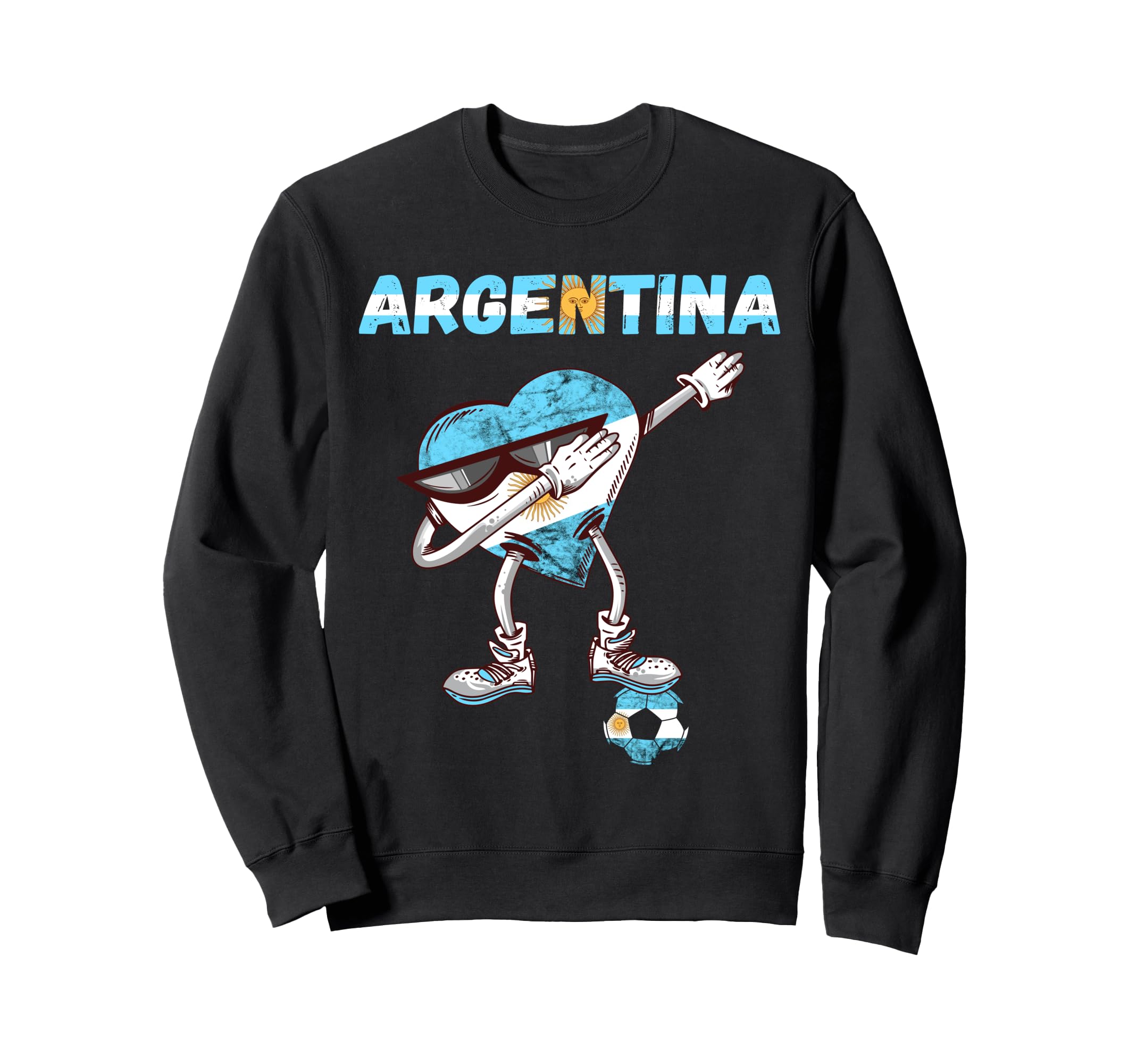 Argentinian Soccer Team Heart Sun Sweatshirt - Streetwear Style for Adults - T-Shirt, Sweatshirt, Hoodie