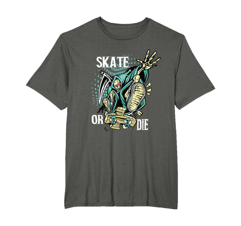 Skate Or Die Skaters Skull Skeleton T-Shirt - Custom Art Print for Adults - T-Shirt, Sweatshirt, Hoodie