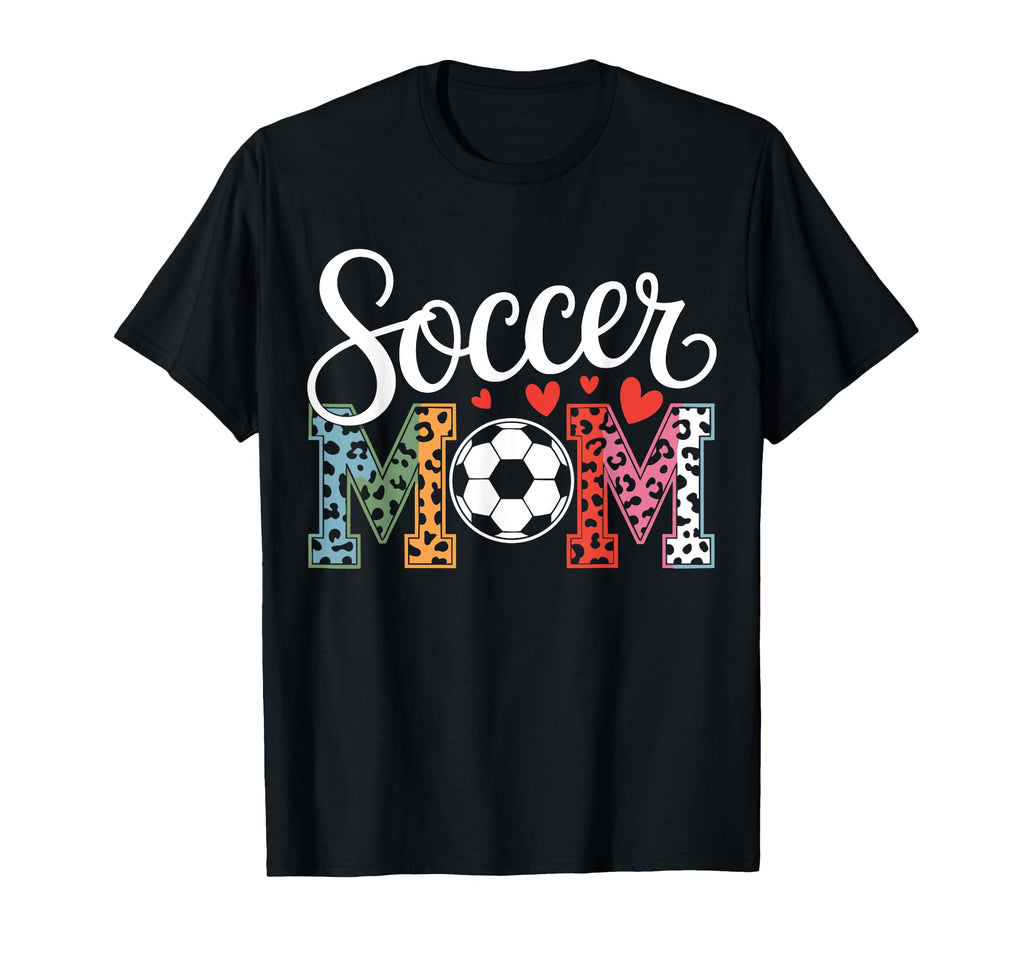 Soccer Mama Mom Leopard Hearts T-Shirt - Minimalist Print Men Women - T-Shirt, Sweatshirt, Hoodie