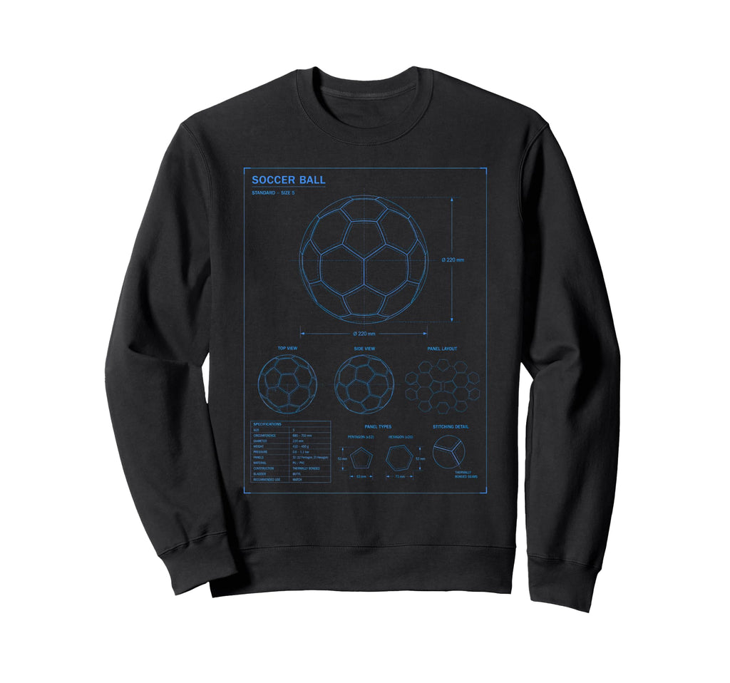 Soccer Ball Blueprint Sweatshirt - Unique Graphic for Adults - T-Shirt, Sweatshirt, Hoodie
