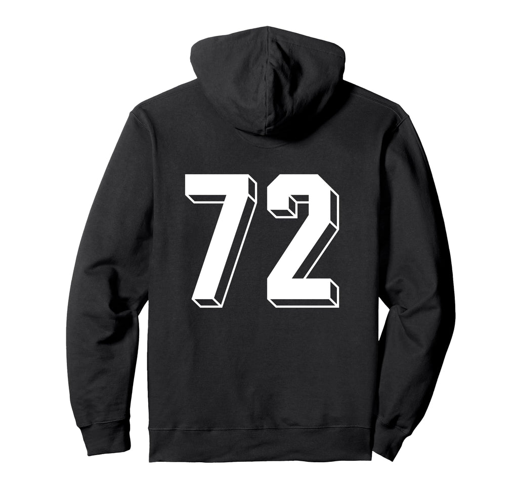 Number 72 Backside 80S 90S Team Hoodie - Casual Everyday Wear for Adults - T-Shirt, Sweatshirt, Hoodie