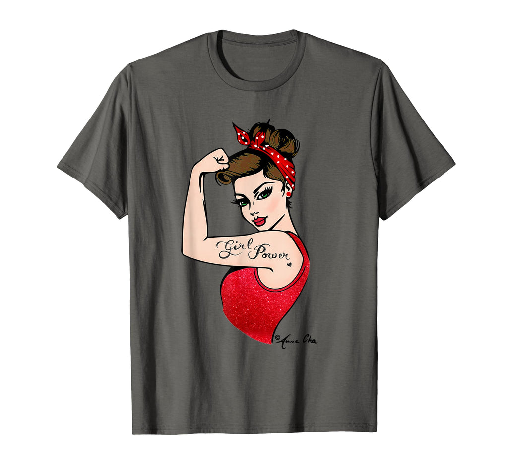 Girlpower Pinup Feminist Rosieriveter T-Shirt - Minimalist Print Unisex - T-Shirt, Sweatshirt, Hoodie