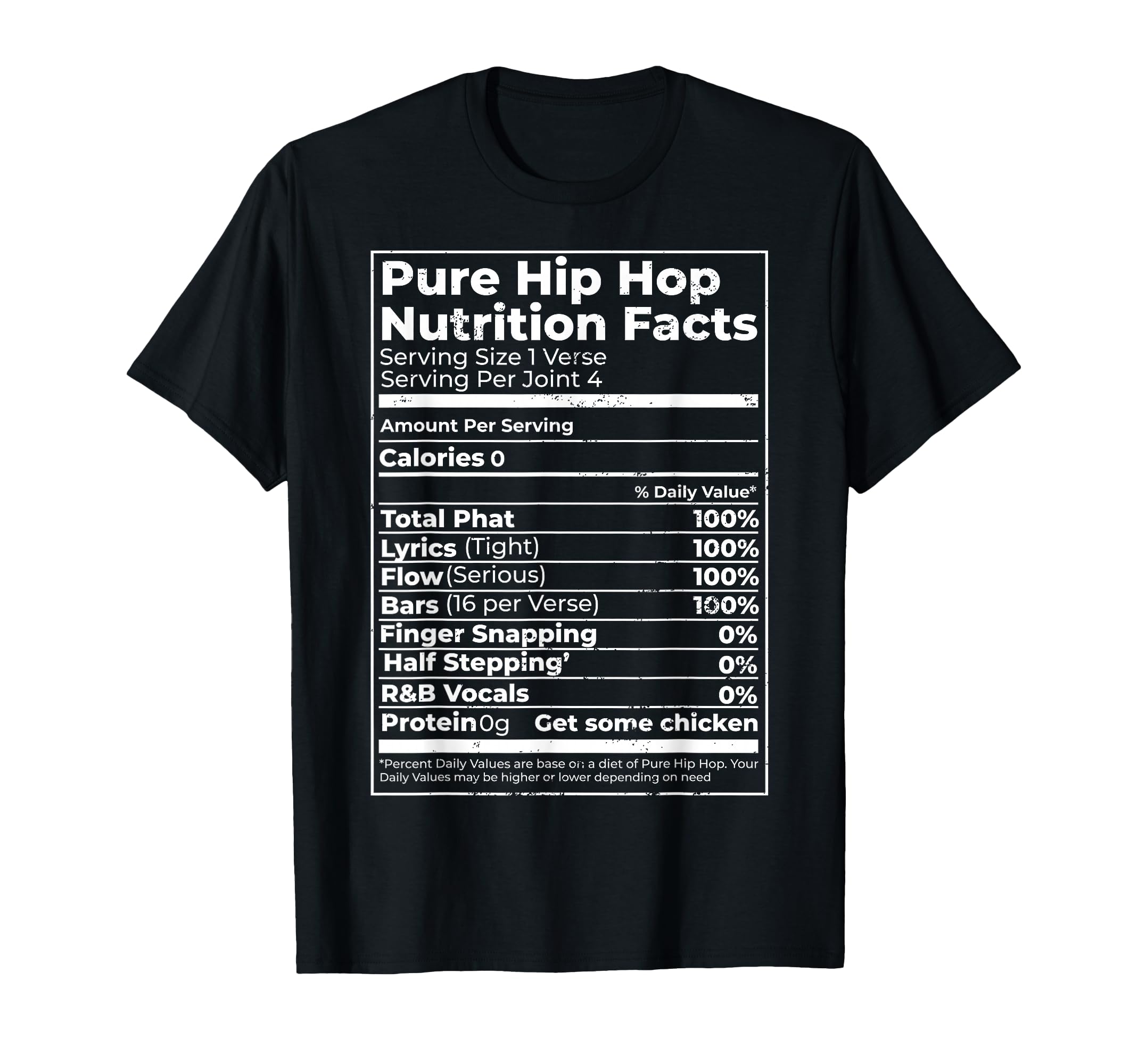 Pure Hip Hop Nutrition Facts Diet T-Shirt - Novelty Apparel for Adults - T-Shirt, Sweatshirt, Hoodie