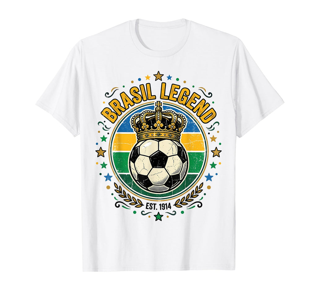 Brasil Legend Crowned Soccer Ball T-Shirt - Fun Novelty Design for Adults - T-Shirt, Sweatshirt, Hoodie