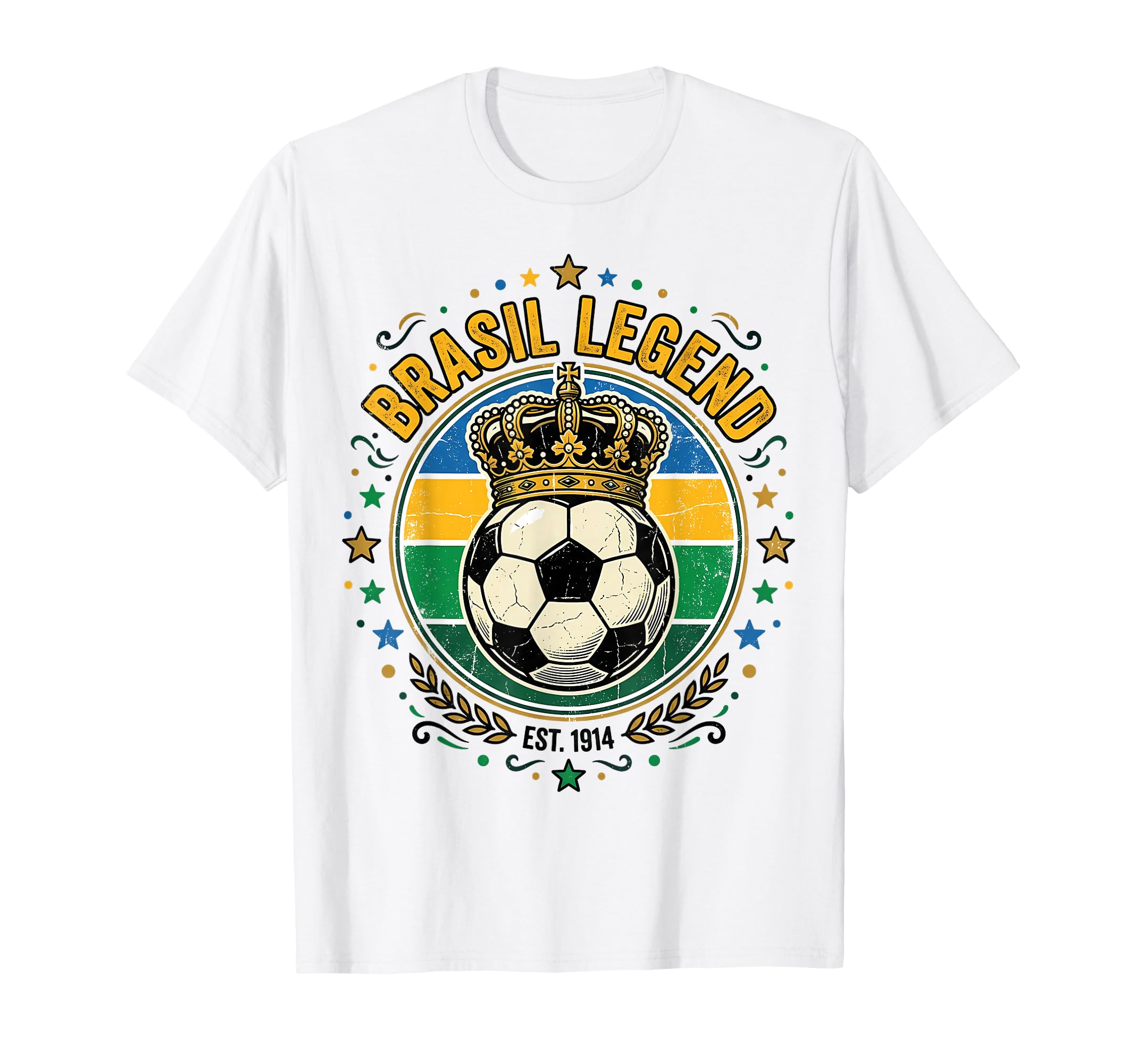 Brasil Legend Crowned Soccer Ball T-Shirt - Fun Novelty Design for Adults - T-Shirt, Sweatshirt, Hoodie