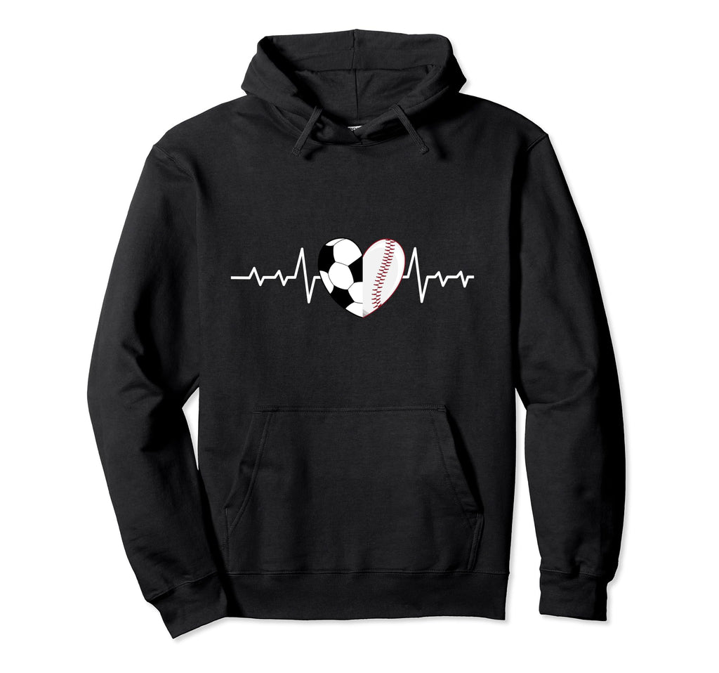 Football Heartbeat Baseball Heartbeat Hoodie - Unique Graphic for Adults - T-Shirt, Sweatshirt, Hoodie