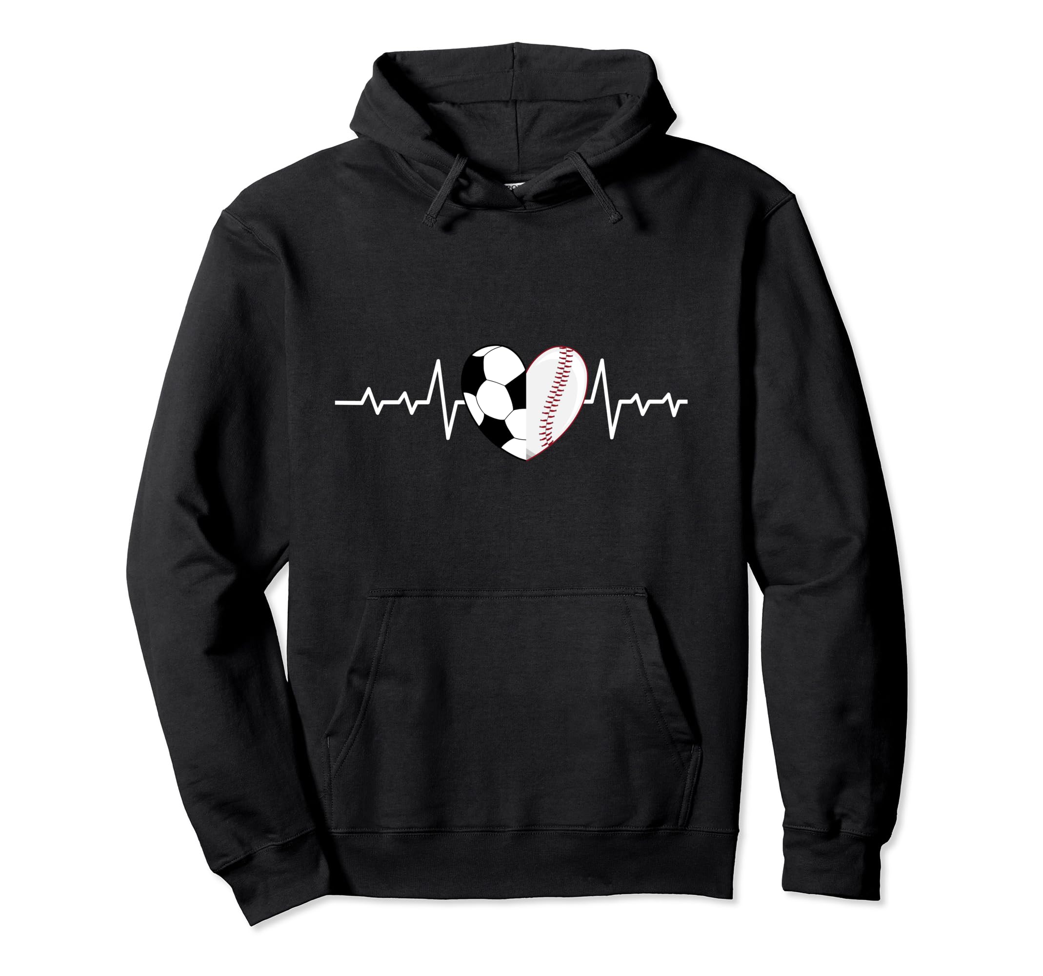 Football Heartbeat Baseball Heartbeat Hoodie - Unique Graphic for Adults - T-Shirt, Sweatshirt, Hoodie