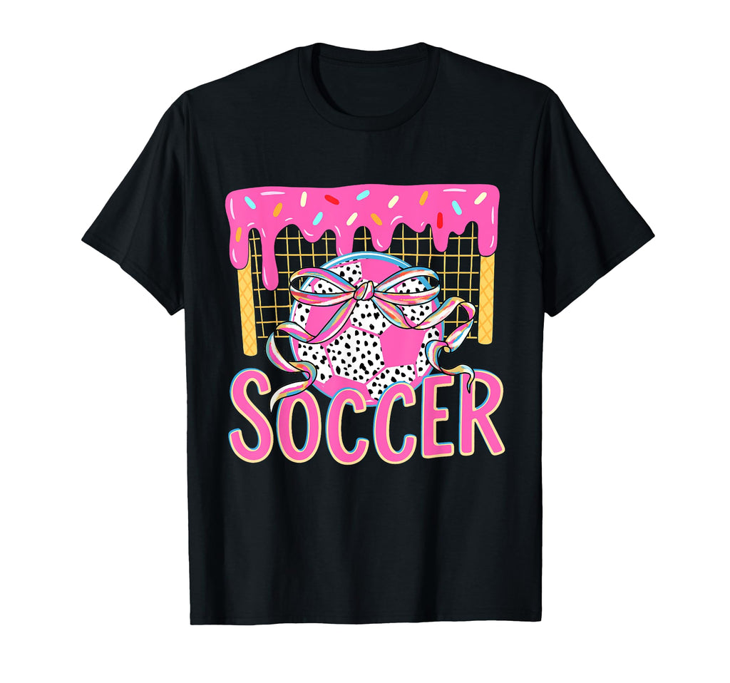 Girly Soccer Coquette Bow Ice Cream T-Shirt - Custom Art Print Men Women - T-Shirt, Sweatshirt, Hoodie