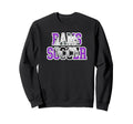 Rams Soccer Mom Game Day Mascot Sweatshirt - Custom Art Print for Adults - T-Shirt, Sweatshirt, Hoodie