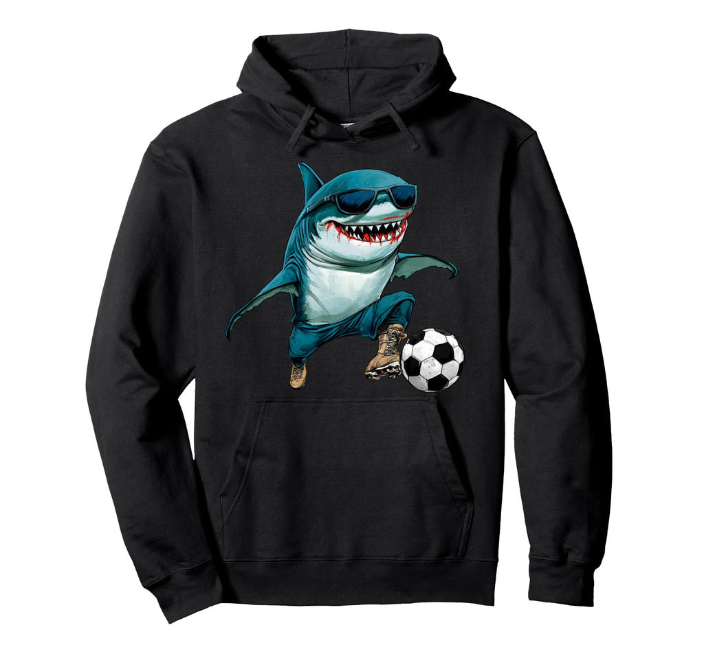 Football Shark Hoodie - Minimalist Print Men Women - T-Shirt, Sweatshirt, Hoodie