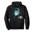 Football Shark Hoodie - Minimalist Print Men Women - T-Shirt, Sweatshirt, Hoodie