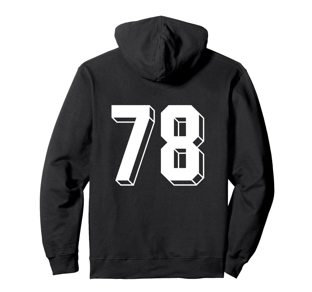 Number 78 Backside 80S 90S Team Jersey Hoodie - Minimalist Print Unisex - T-Shirt, Sweatshirt, Hoodie