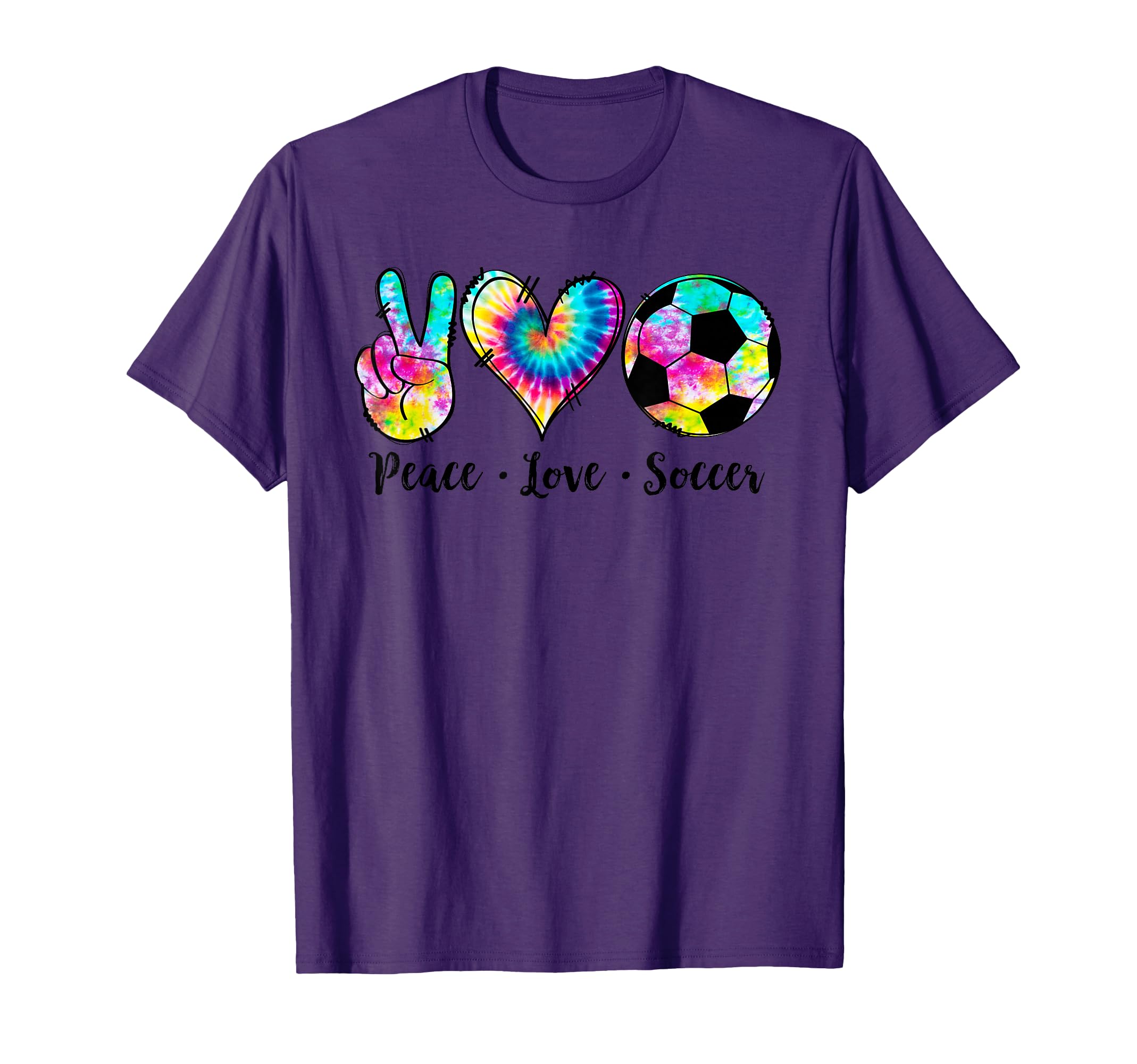 Peace Love Soccer Tie Dye Hippie T-Shirt - Custom Art Print Men Women - T-Shirt, Sweatshirt, Hoodie