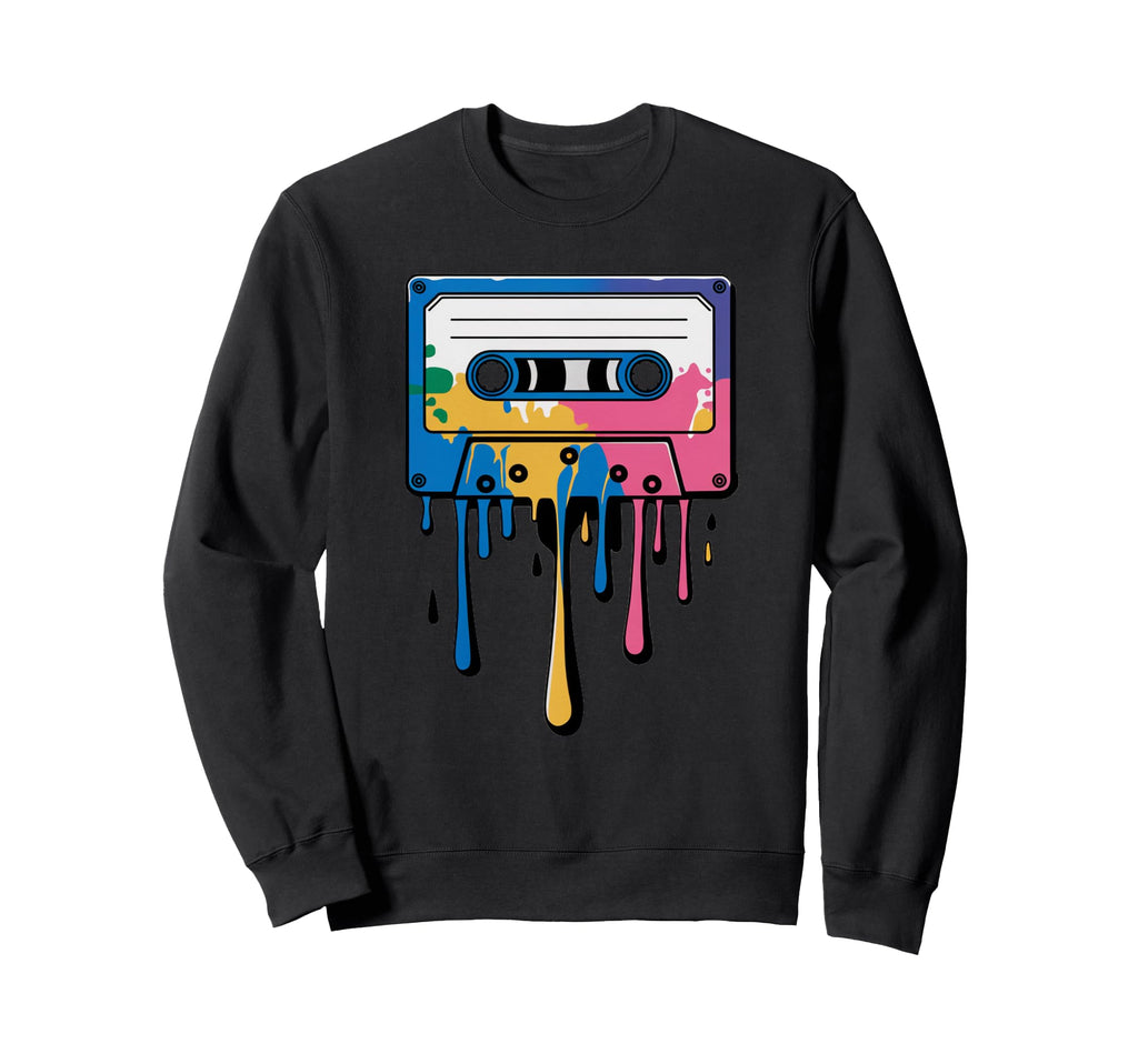 80S 90S Music Lover Dripping Cassette Sweatshirt - Graphic Print Unisex - T-Shirt, Sweatshirt, Hoodie