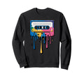 80S 90S Music Lover Dripping Cassette Sweatshirt - Graphic Print Unisex - T-Shirt, Sweatshirt, Hoodie