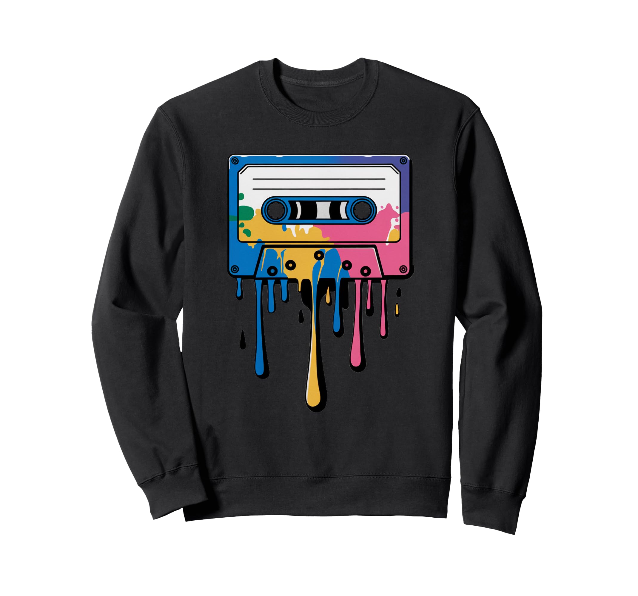 80S 90S Music Lover Dripping Cassette Sweatshirt - Graphic Print Unisex - T-Shirt, Sweatshirt, Hoodie