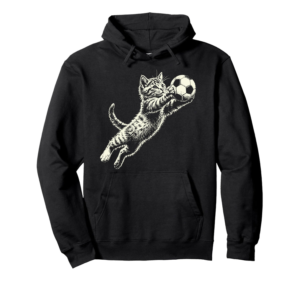 Funny Cat Soccer Ball Kitten Hoodie - Fun Novelty Design for Adults - T-Shirt, Sweatshirt, Hoodie