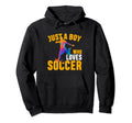 Funny Just Who Loves Soccer Hoodie - Minimalist Print Men Women - T-Shirt, Sweatshirt, Hoodie