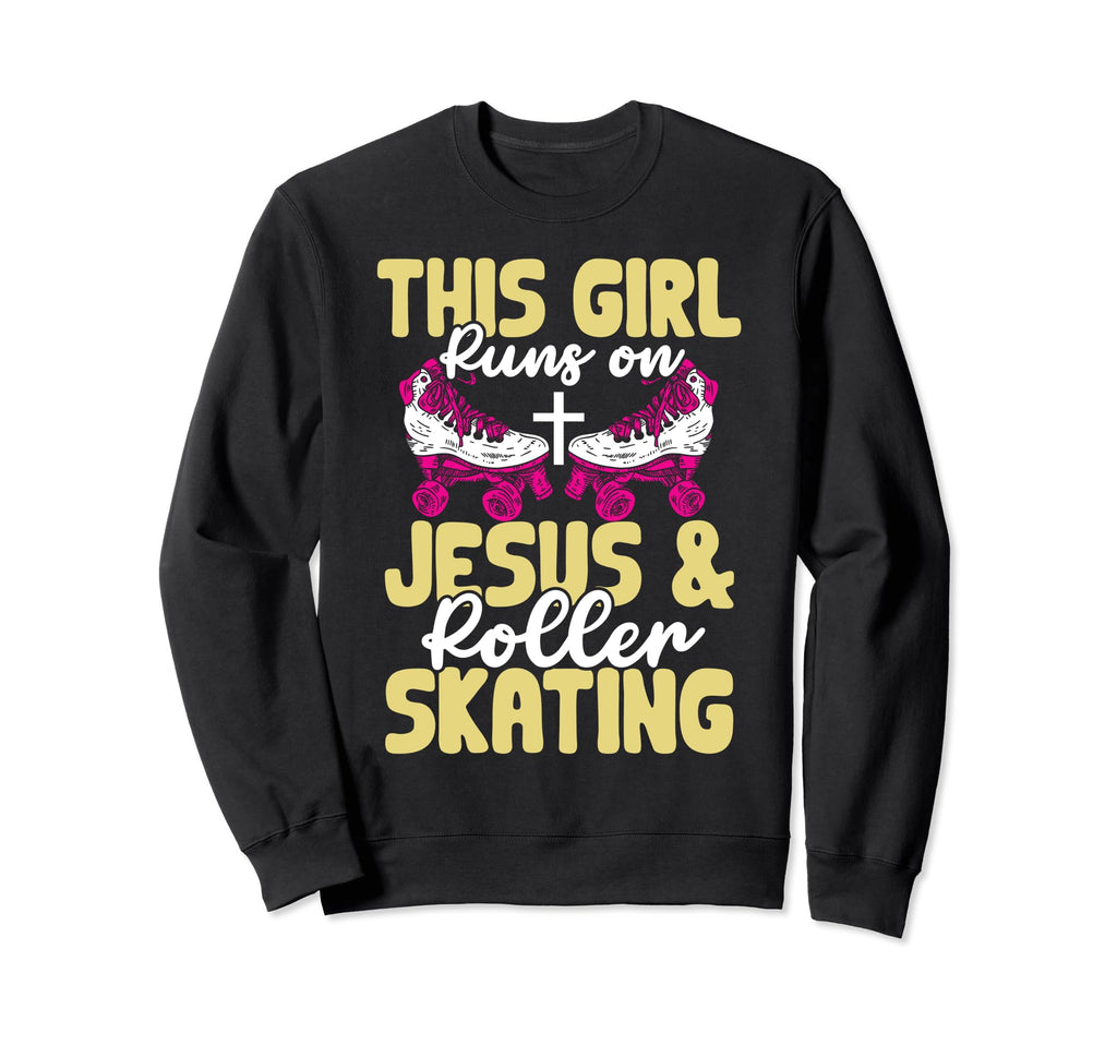 Rollerskate Runs Jesus And Roller Sweatshirt - Graphic Print for Adults - T-Shirt, Sweatshirt, Hoodie