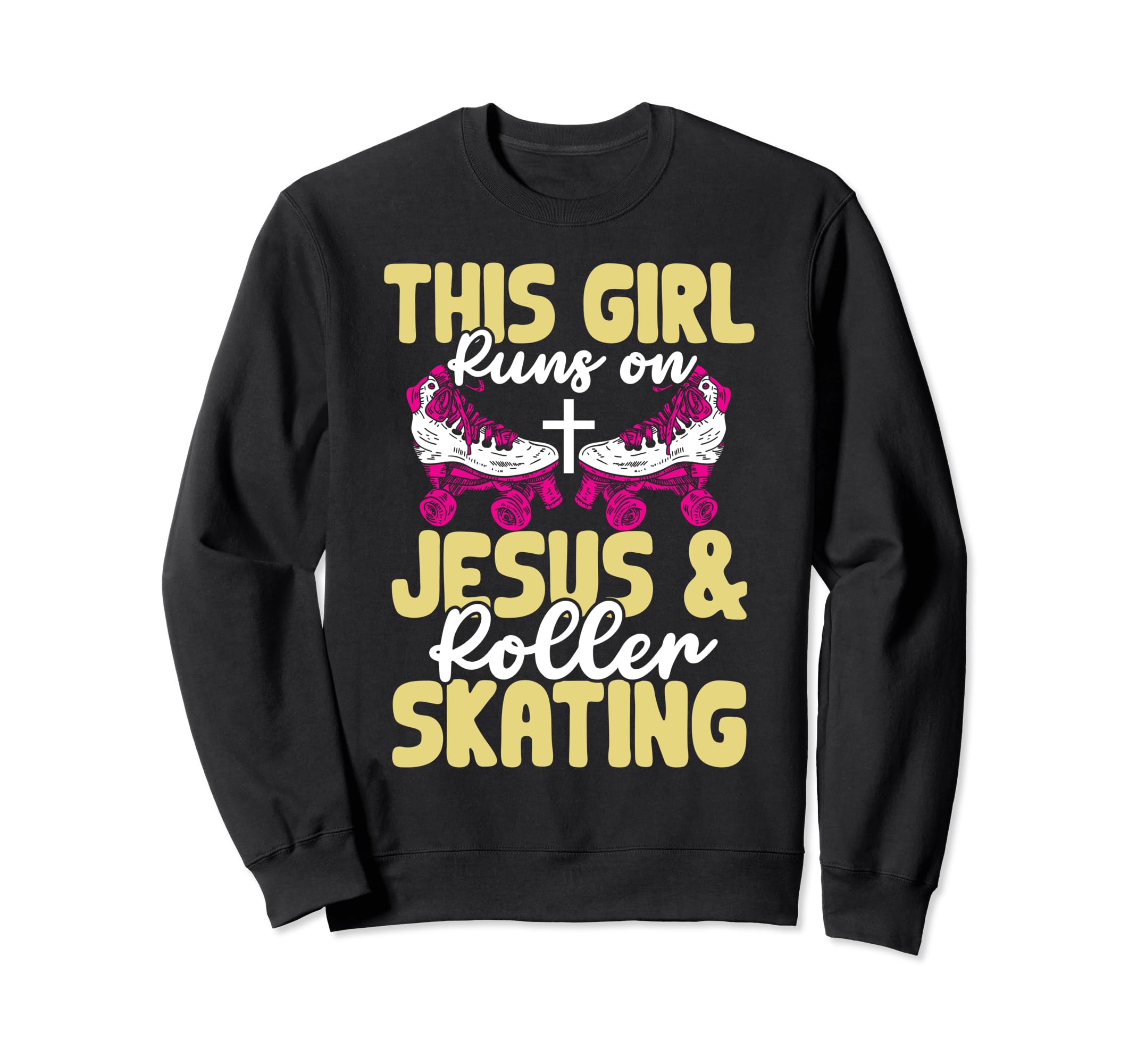 Rollerskate Runs Jesus And Roller Sweatshirt - Graphic Print for Adults - T-Shirt, Sweatshirt, Hoodie