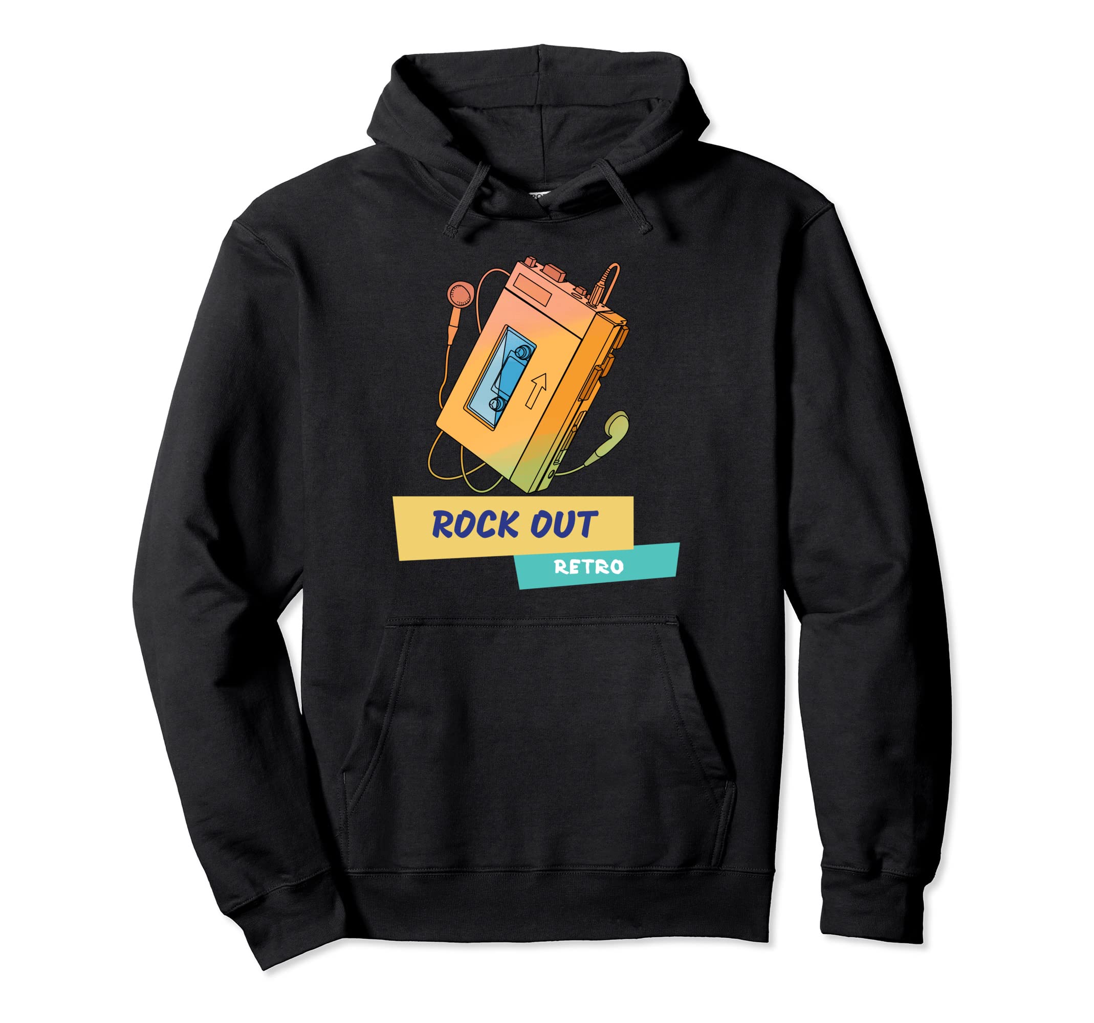 Rock Out Walkman Cassette Tape Player Hoodie - Aesthetic Graphic Unisex - T-Shirt, Sweatshirt, Hoodie