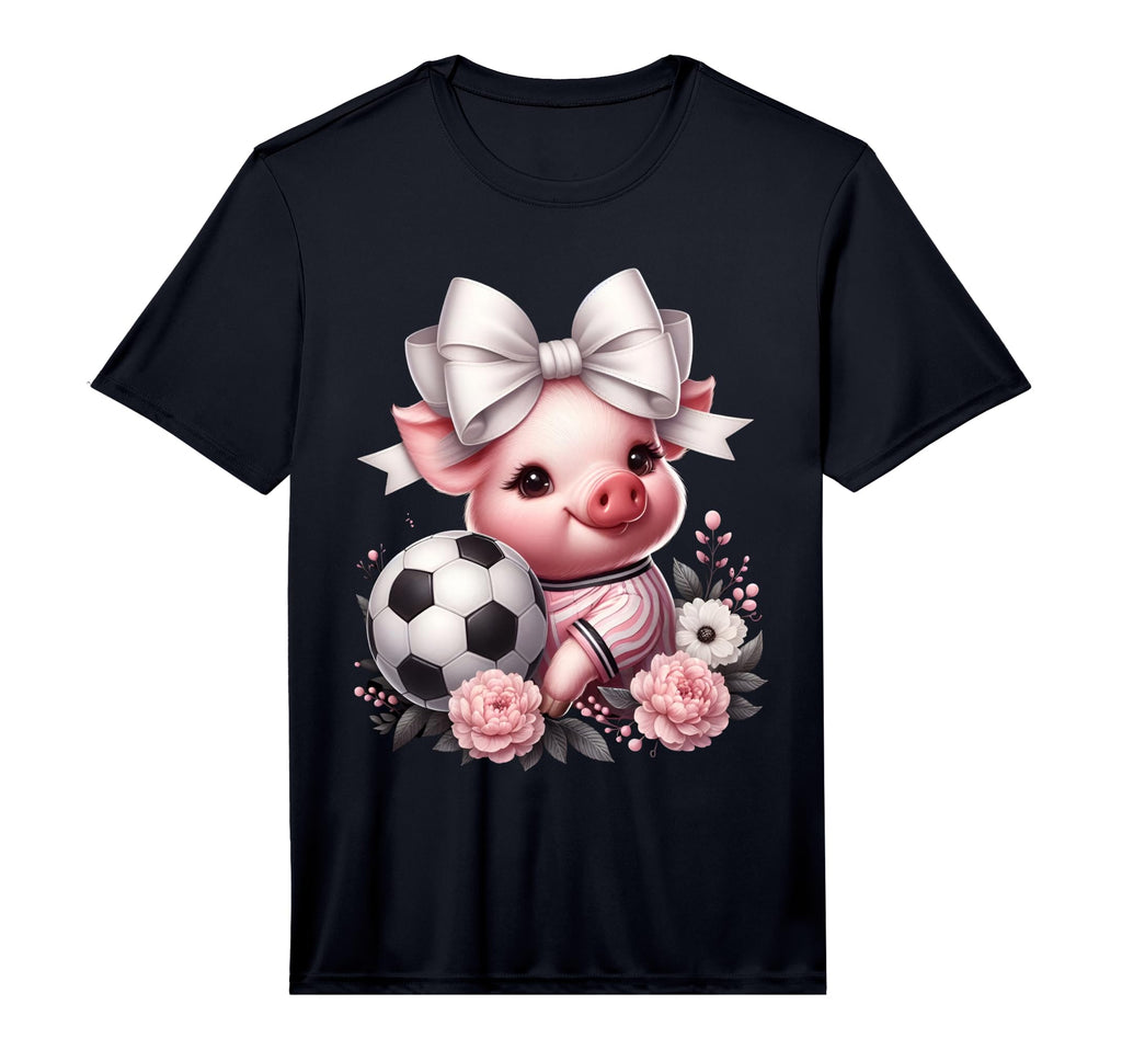 Pig White Coquette Bow Soccer Pig T-Shirt - Trendy Graphic for Adults - T-Shirt, Sweatshirt, Hoodie