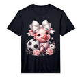 Pig White Coquette Bow Soccer Pig T-Shirt - Trendy Graphic for Adults - T-Shirt, Sweatshirt, Hoodie