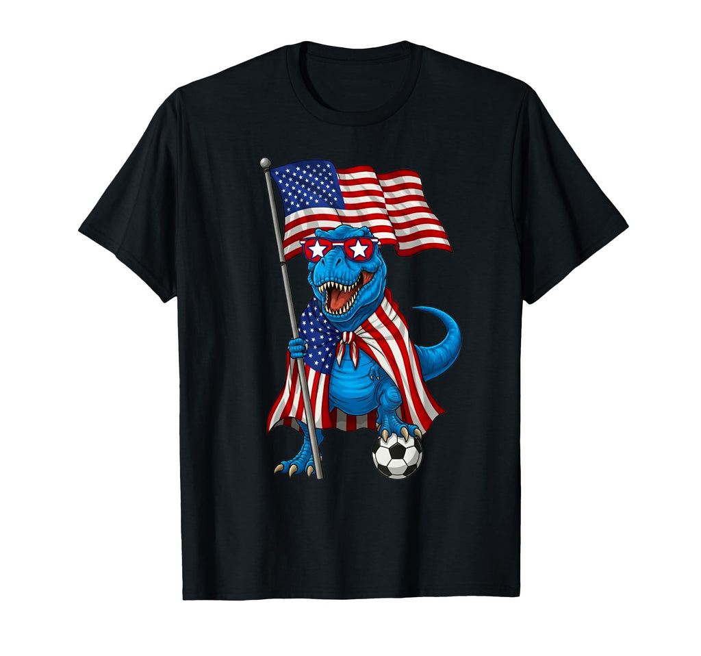 Usa Flag T Rex Soccer Patriotic T-Shirt - Fun Novelty Design Unisex - T-Shirt, Sweatshirt, Hoodie