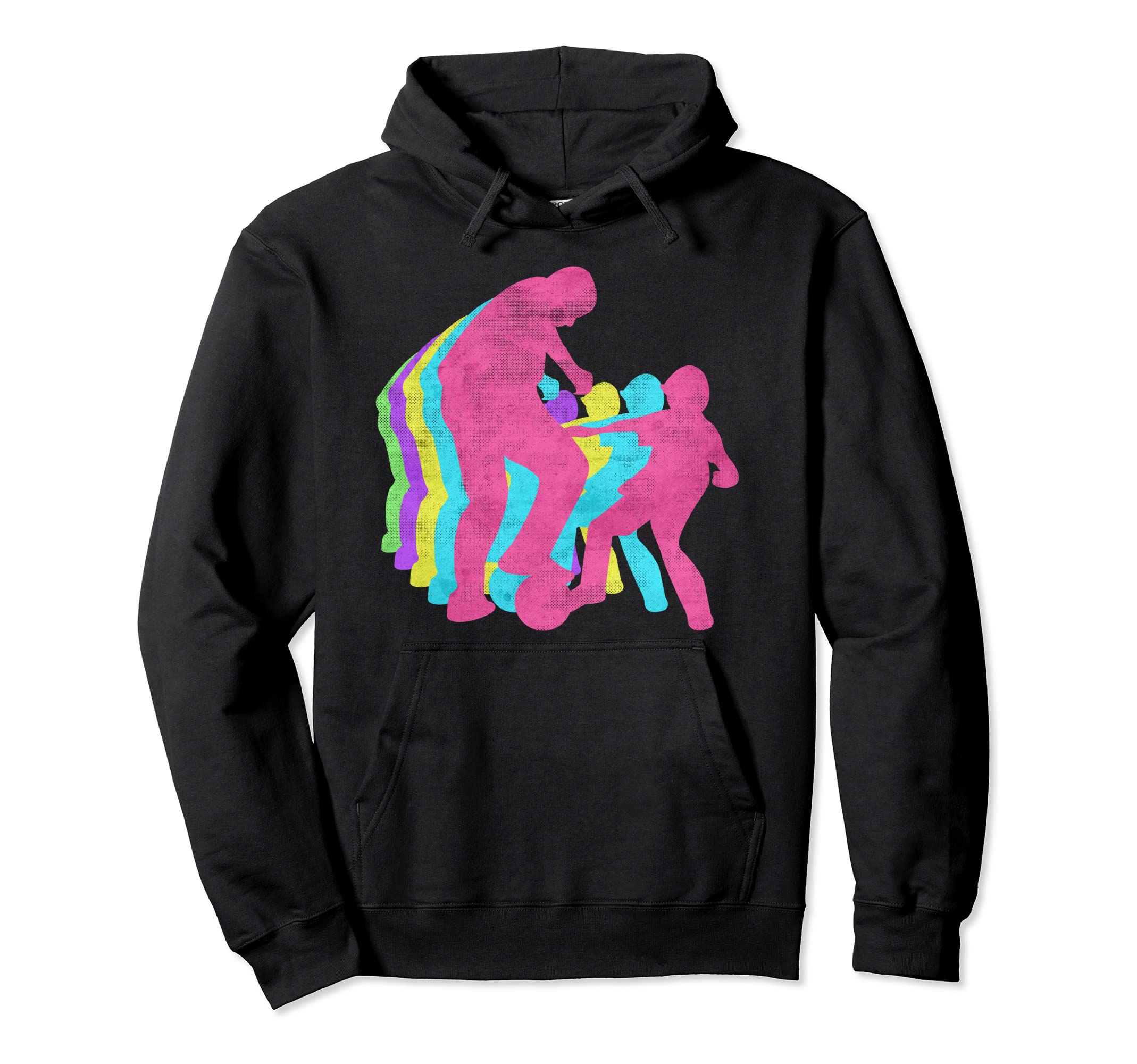 Father Playing Soccer Son Love 80S Colors Hoodie - Graphic Print Unisex - T-Shirt, Sweatshirt, Hoodie