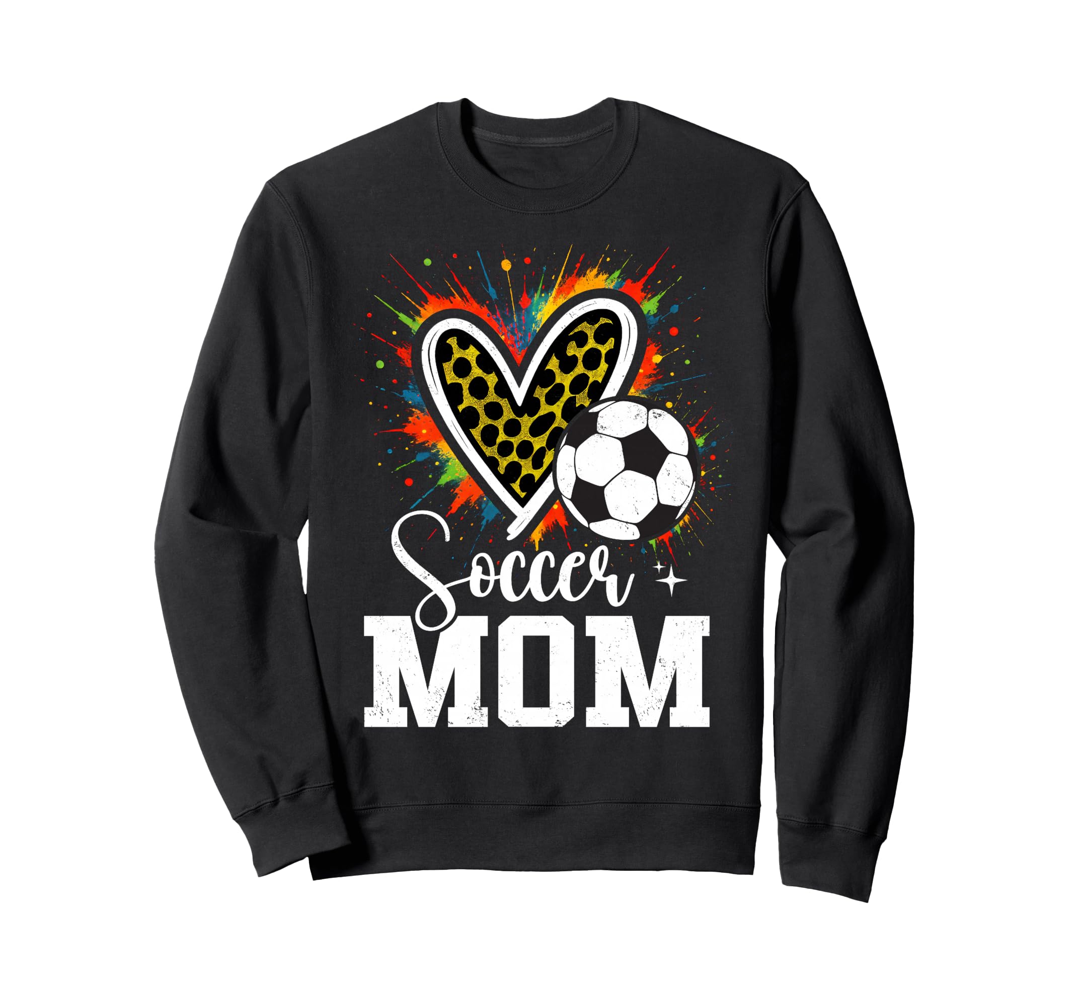 Soccer Mom Leopard Heart Colorful Sweatshirt - Unique Graphic for Adults - T-Shirt, Sweatshirt, Hoodie