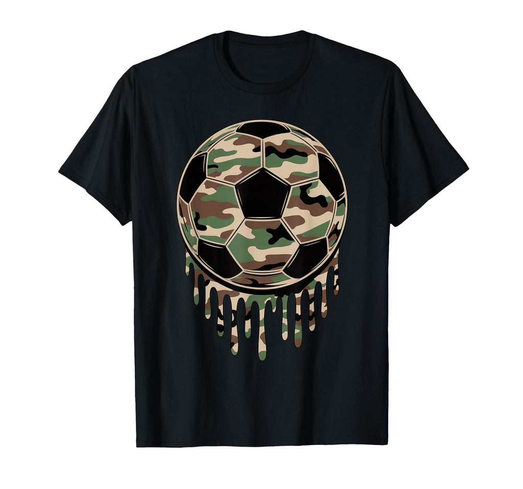 Camo Soccer Football Drip Camouflage T-Shirt - Unique Graphic Men Women - T-Shirt, Sweatshirt, Hoodie