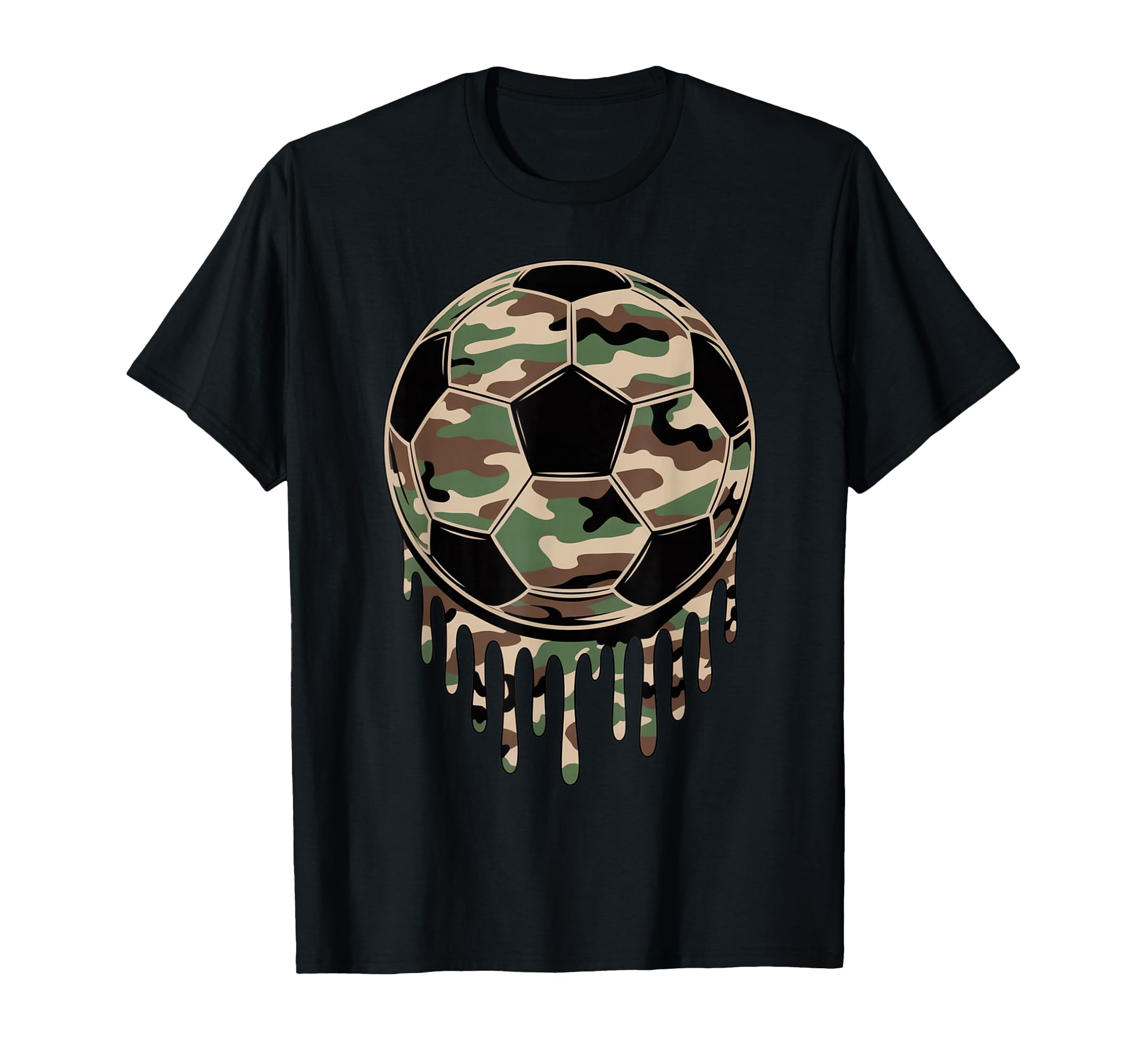 Camo Soccer Football Drip Camouflage T-Shirt - Unique Graphic Men Women - T-Shirt, Sweatshirt, Hoodie