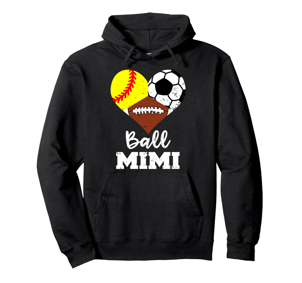Ball Mimi Heart Funny Softball Soccer Hoodie - Trendy Graphic for Adults - T-Shirt, Sweatshirt, Hoodie