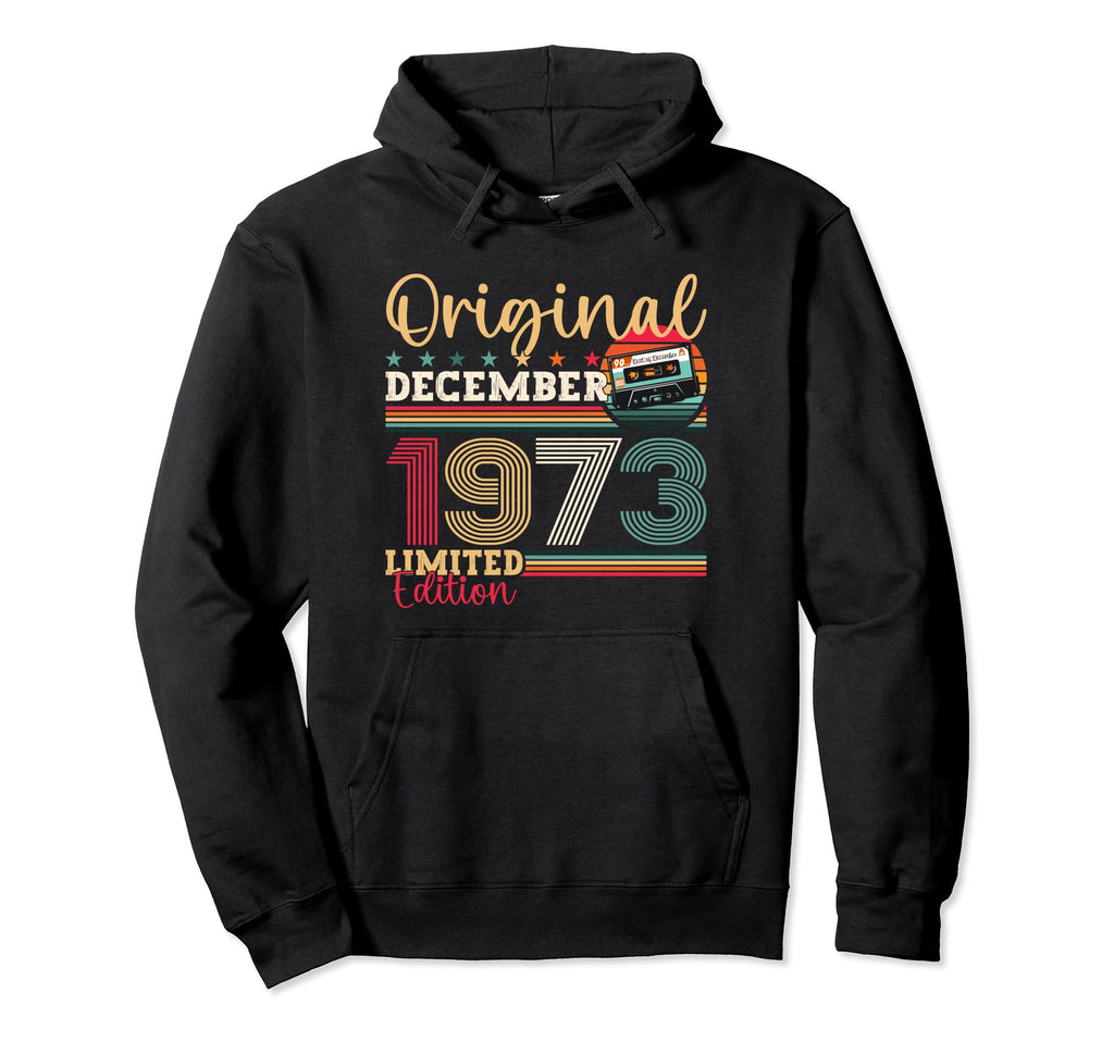 50Th Birthday December 1973 Cassette Hoodie - Minimalist Print Men Women - T-Shirt, Sweatshirt, Hoodie