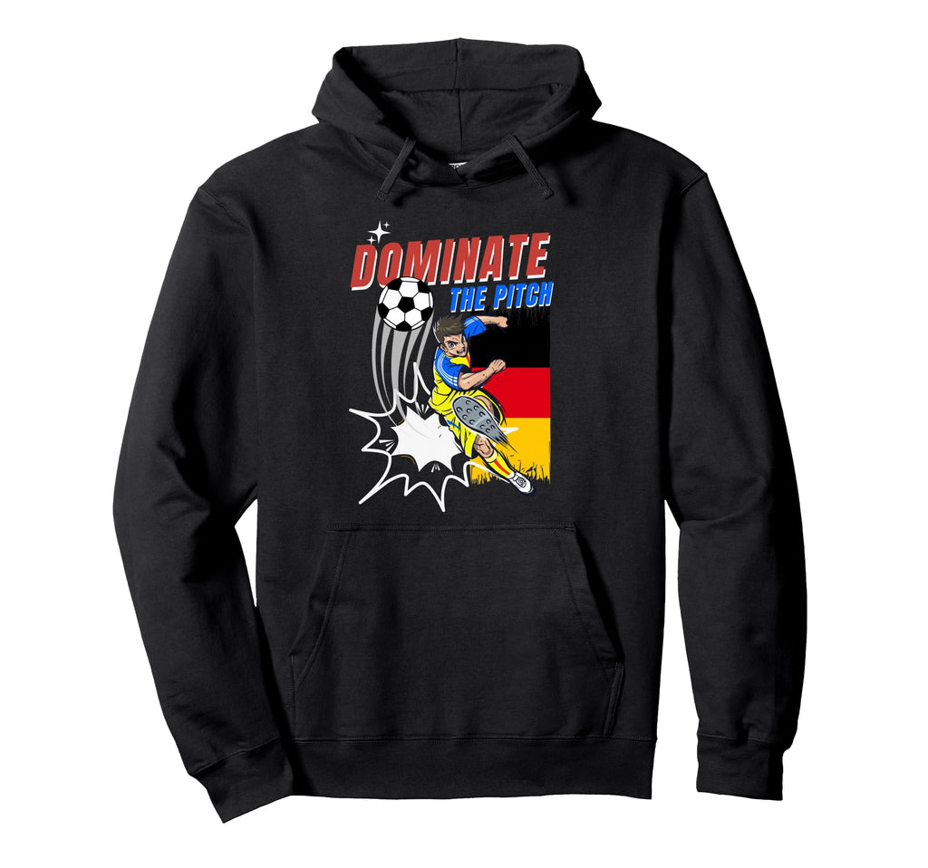 Dominate Pitch Soccer Player Action Germany Hoodie - Unique Graphic Unisex - T-Shirt, Sweatshirt, Hoodie