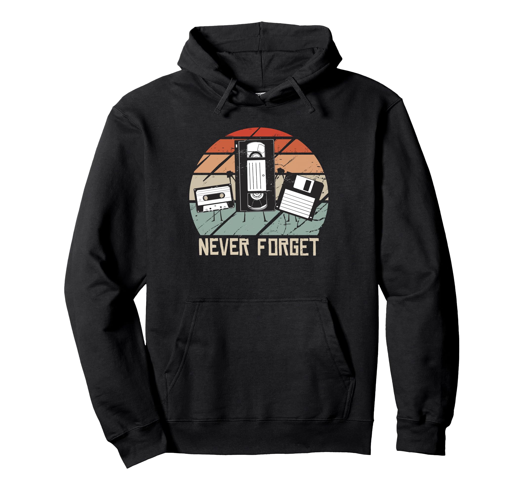 Never Forget Audio Cassette Floppy Hoodie - Fun Novelty Design Men Women - T-Shirt, Sweatshirt, Hoodie