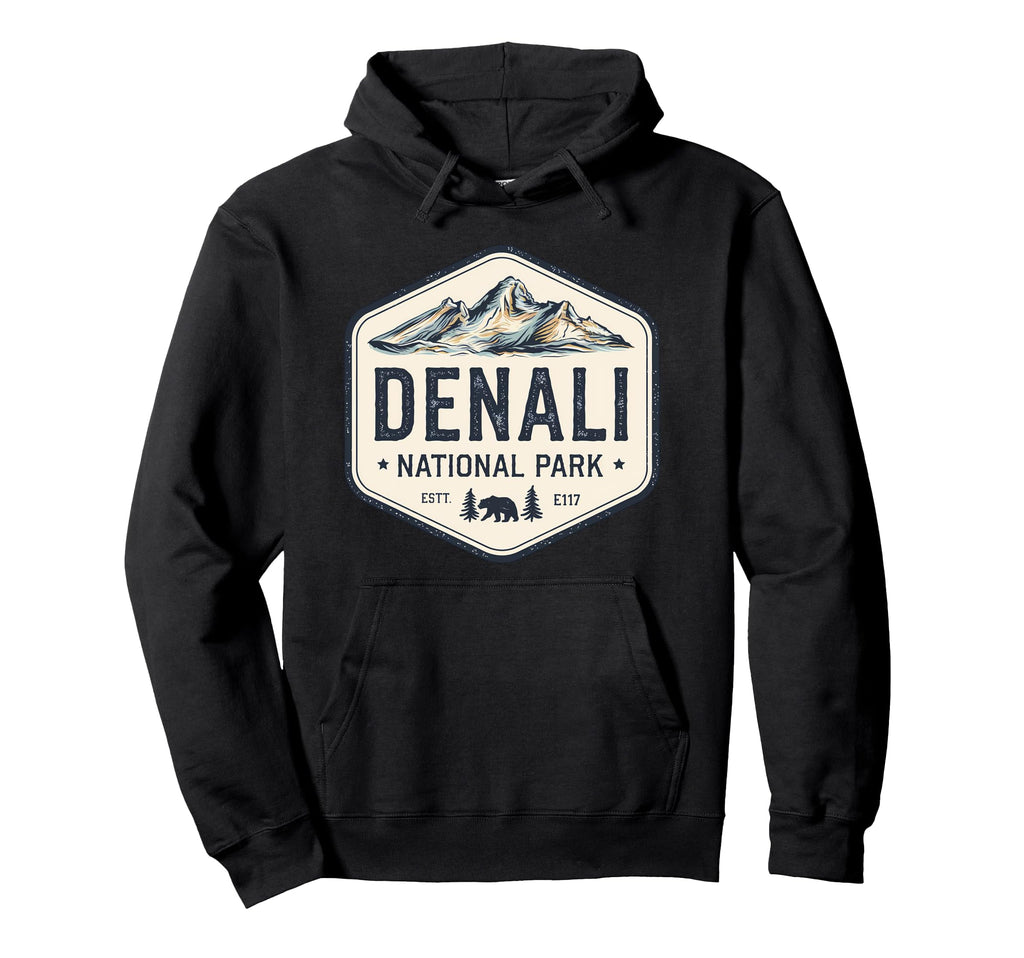 Denali Est 1917 Alaska National Park Hoodie - Custom Art Print for Adults - T-Shirt, Sweatshirt, Hoodie