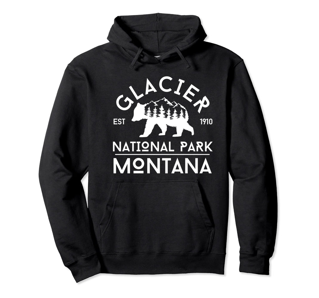 Grizzly Bear Glacier National Park Hoodie - Fun Novelty Design Unisex - T-Shirt, Sweatshirt, Hoodie