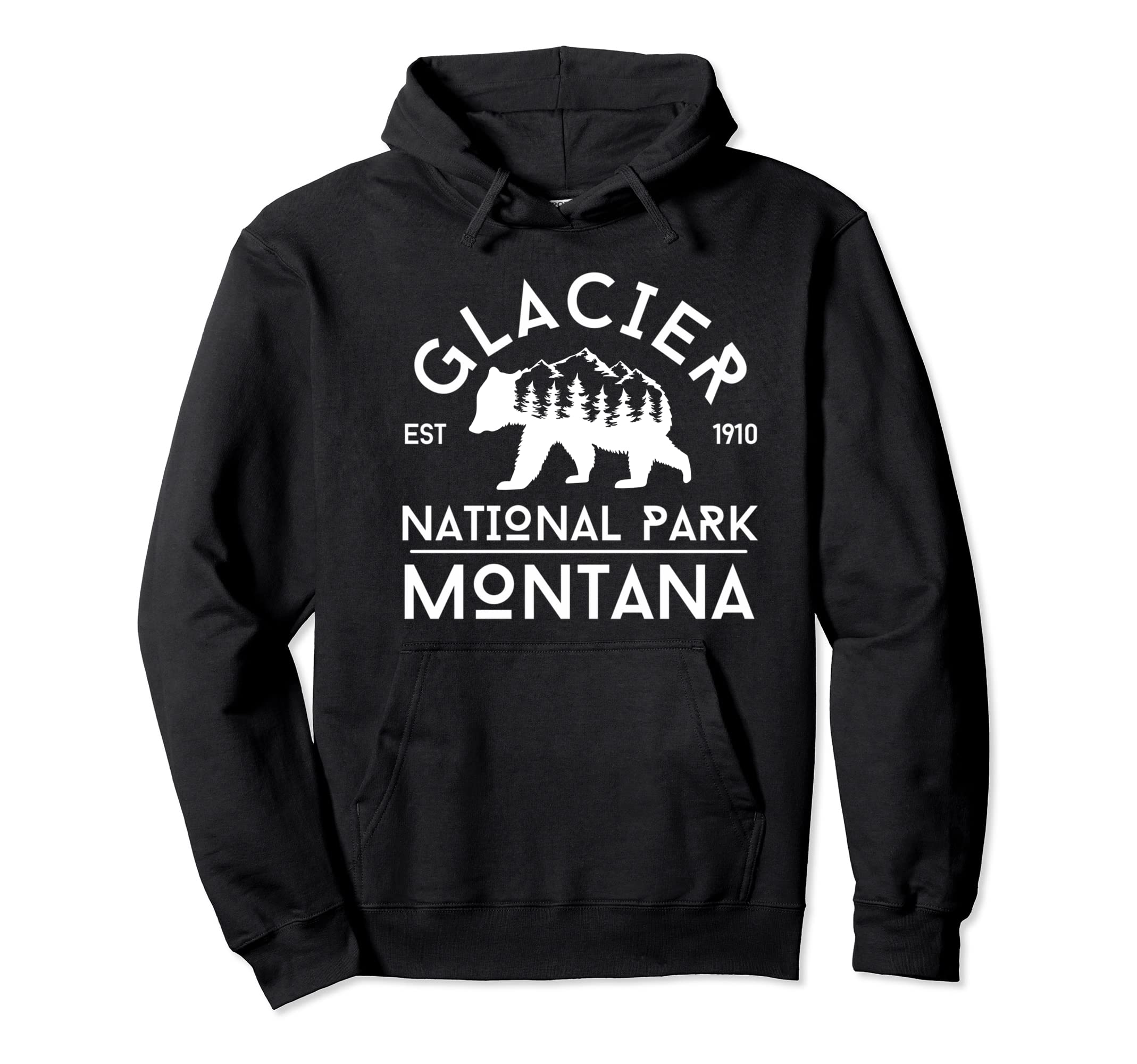 Grizzly Bear Glacier National Park Hoodie - Fun Novelty Design Unisex - T-Shirt, Sweatshirt, Hoodie