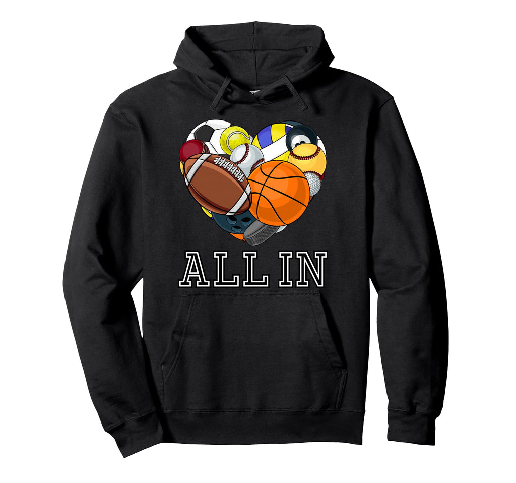 All Multi Sport Heart Sports Lover Hoodie - Trendy Graphic Men Women - T-Shirt, Sweatshirt, Hoodie