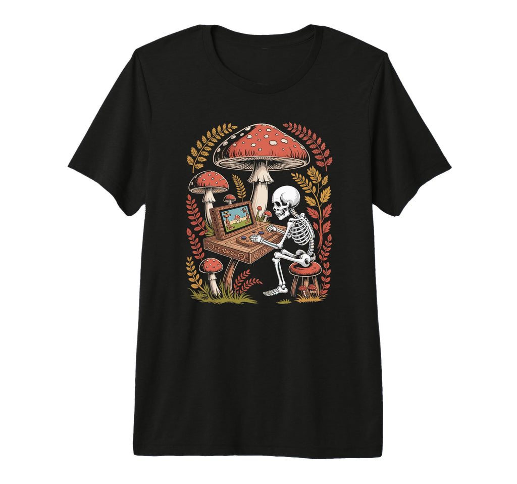 Goblincore Skeleton Gamer Playing Arcade T-Shirt - Streetwear Style Unisex - T-Shirt, Sweatshirt, Hoodie