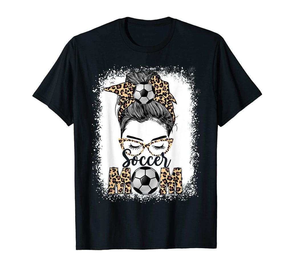 Soccer Mom Game Day Messy Bun Leopard T-Shirt - Fun Novelty Design Unisex - T-Shirt, Sweatshirt, Hoodie