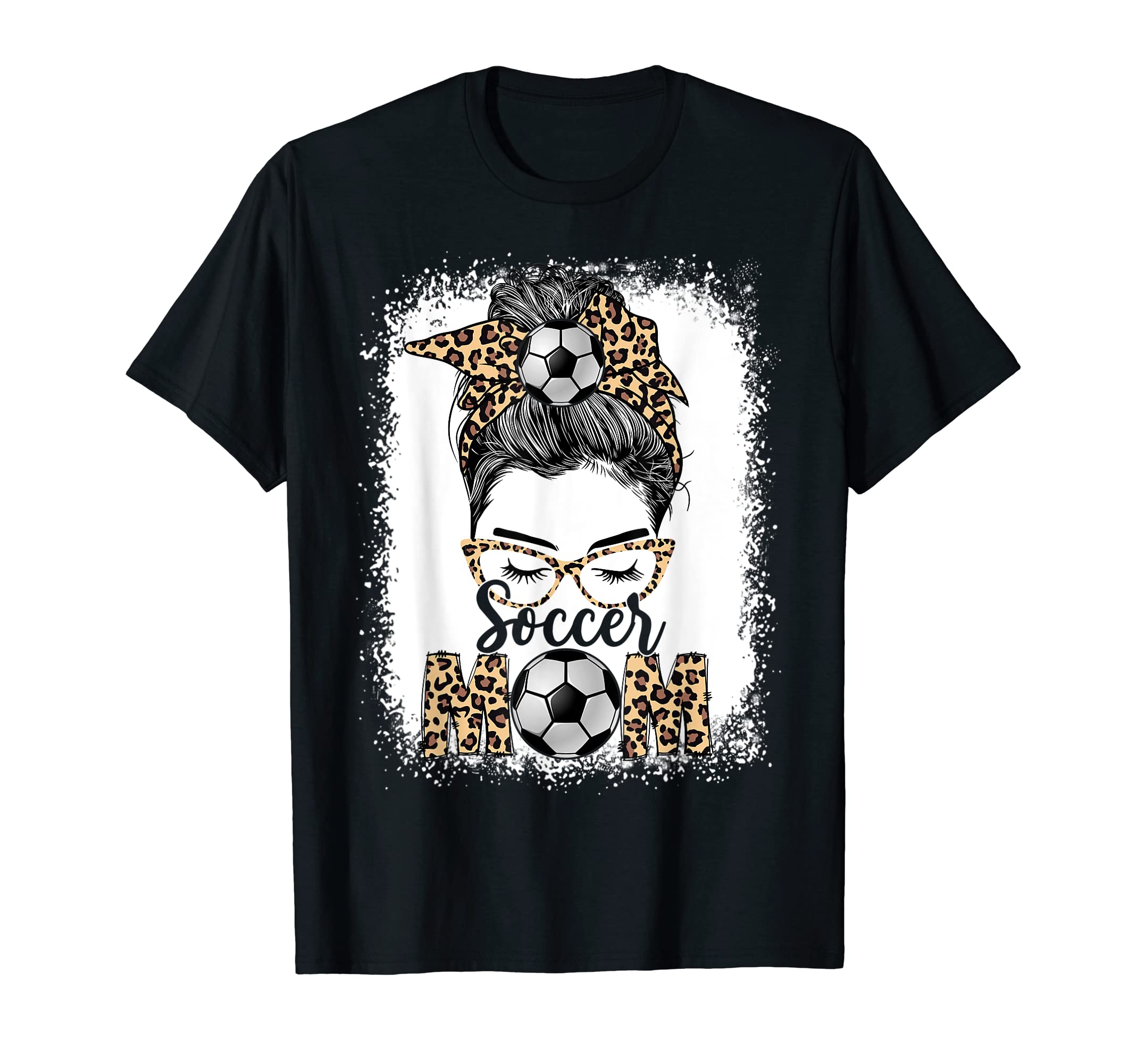 Soccer Mom Game Day Messy Bun Leopard T-Shirt - Fun Novelty Design Unisex - T-Shirt, Sweatshirt, Hoodie