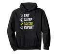 Funny Eat Sleep Soccer Repeat Player Hoodie - Aesthetic Graphic Unisex - T-Shirt, Sweatshirt, Hoodie