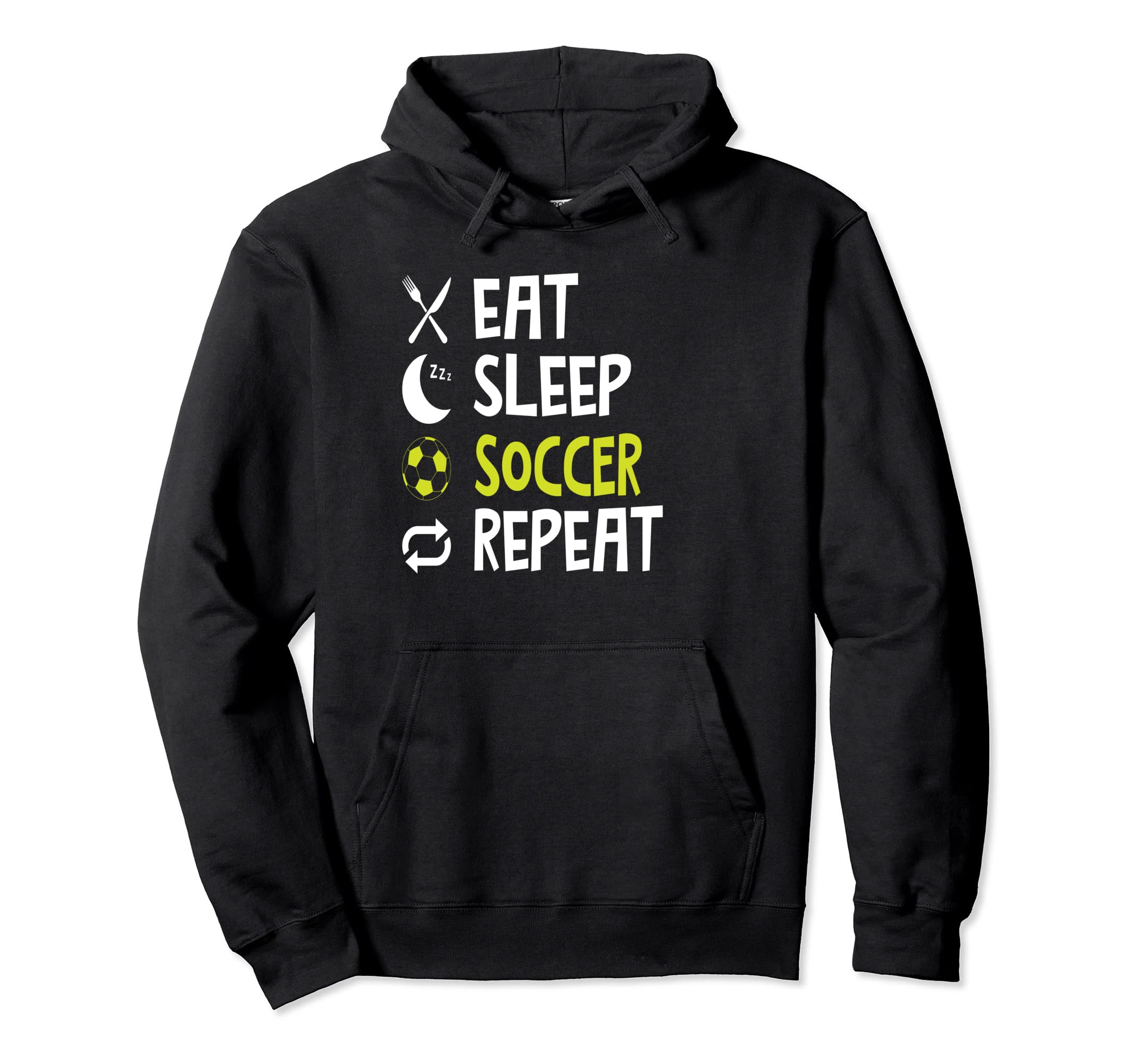 Funny Eat Sleep Soccer Repeat Player Hoodie - Aesthetic Graphic Unisex - T-Shirt, Sweatshirt, Hoodie