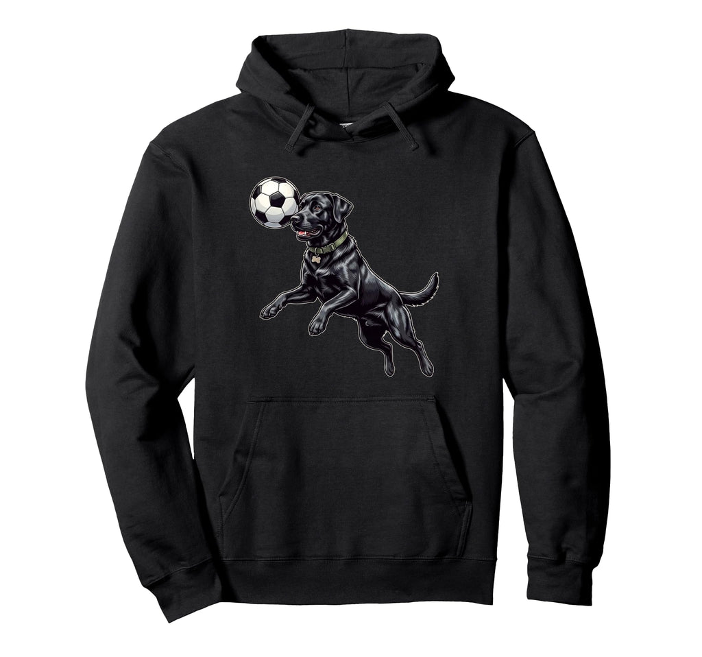 Funny Black Labrador Soccer Player Hoodie - Casual Everyday Wear Unisex - T-Shirt, Sweatshirt, Hoodie