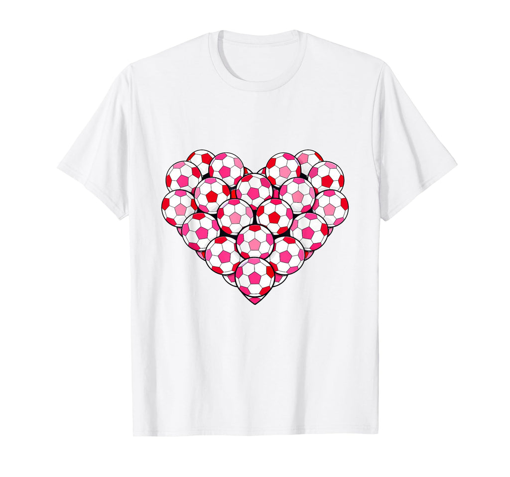 Heart Shaped Soccer Ball Pattern T-Shirt - Casual Everyday Wear Men Women - T-Shirt, Sweatshirt, Hoodie
